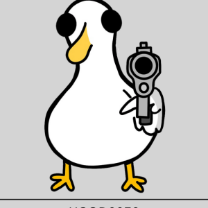 Badly drawn duck with a gun